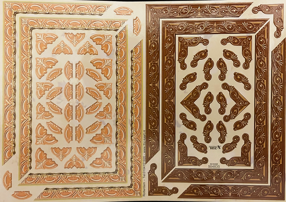 1 Sheet "Brown/Green Borders" TBZ Decoupage Paper