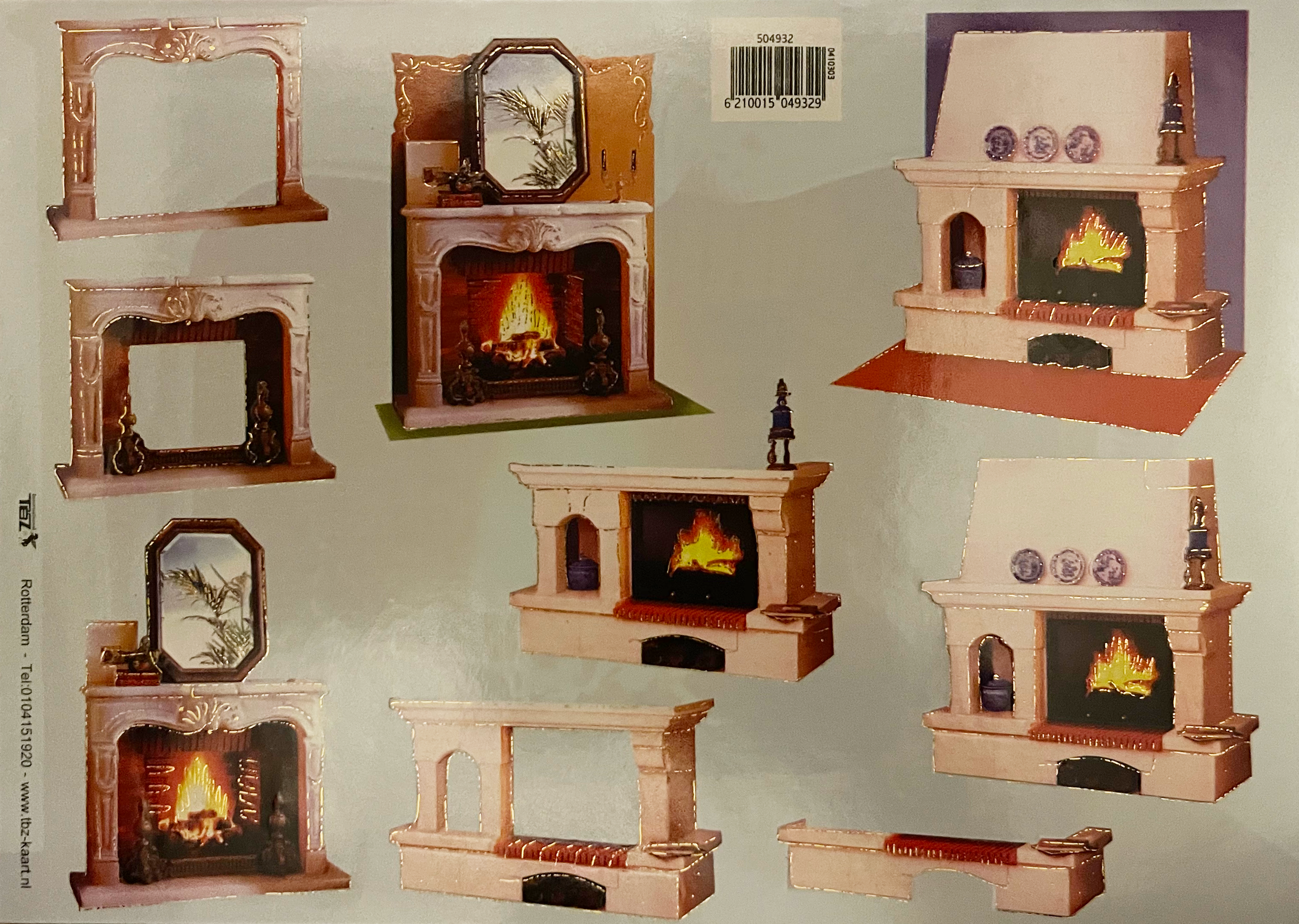 1 Sheet "Fireplaces” TBZ Decoupage Paper