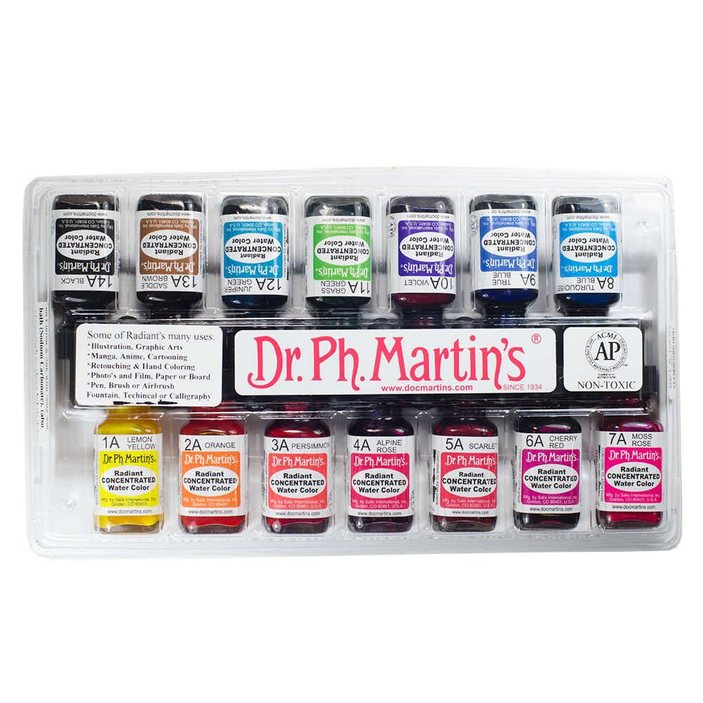 14 pack 15ml Dr. Ph. Martin's Radiant Inks Water Colour Set A