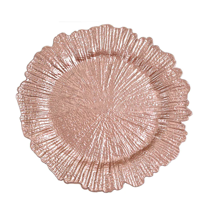 Rose Gold/Blush Coral Reef Plastic Charger