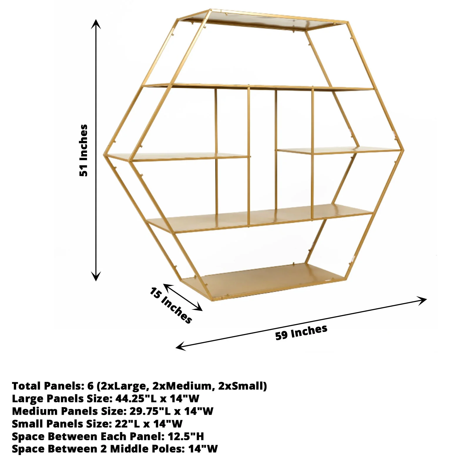 4ft Gold Metal Hexagon Stand aperfectbloom