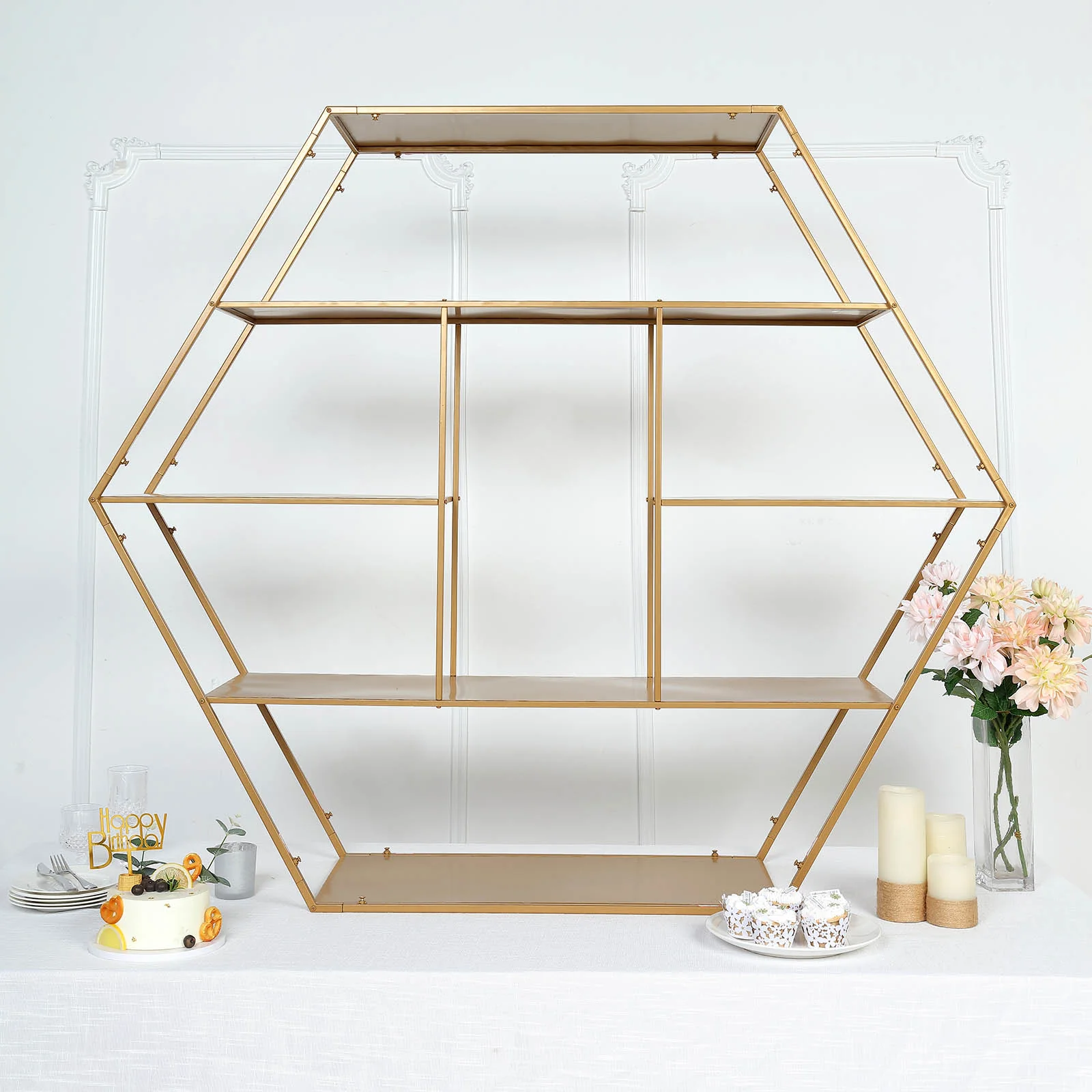4ft Gold Metal Hexagon Stand aperfectbloom