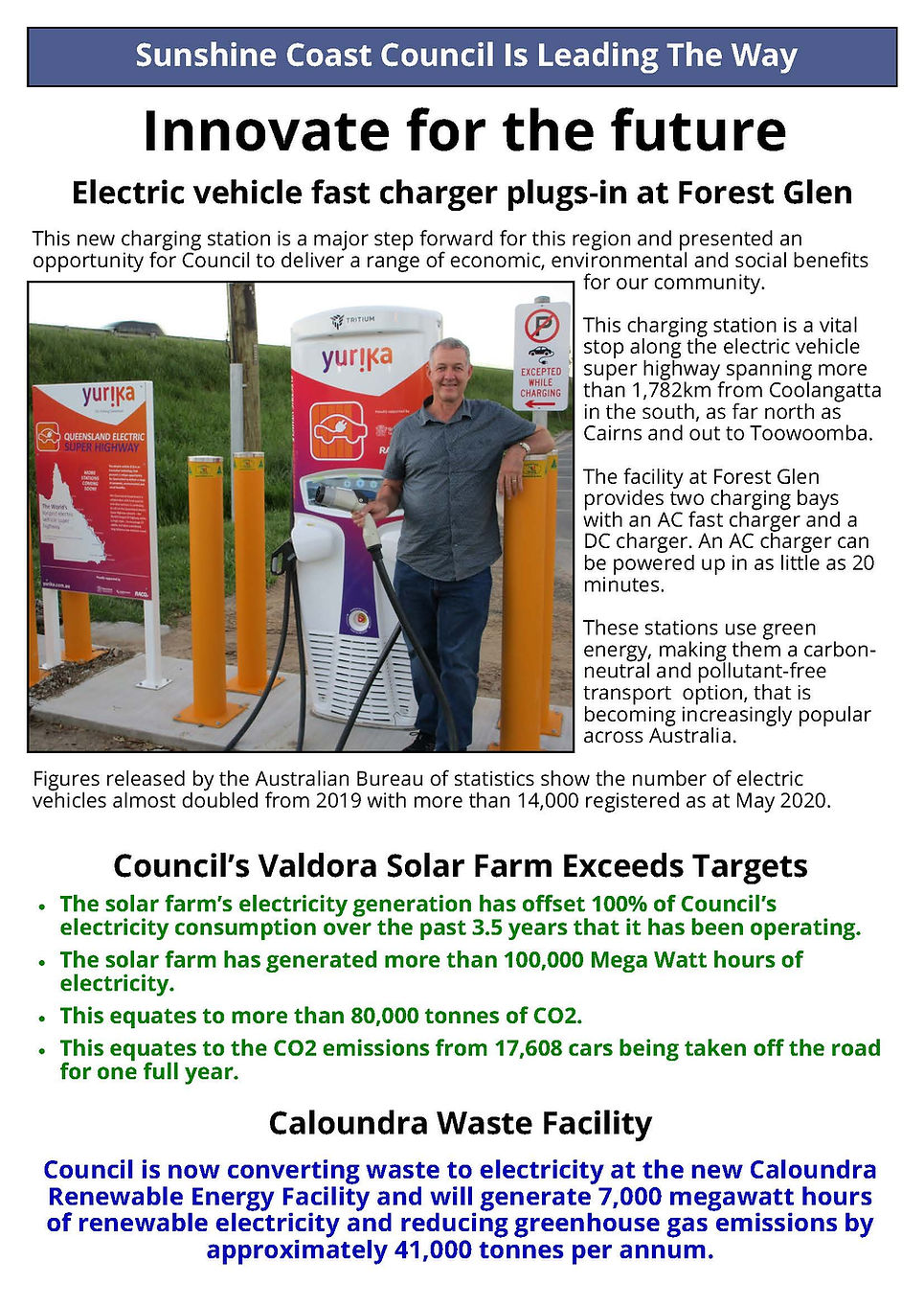 Electric vehicle fast charger plugs-in at Forest Glen