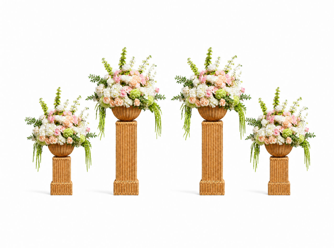 Grand Blush Garden Honey Rattan Ceremony Silk Floral Set