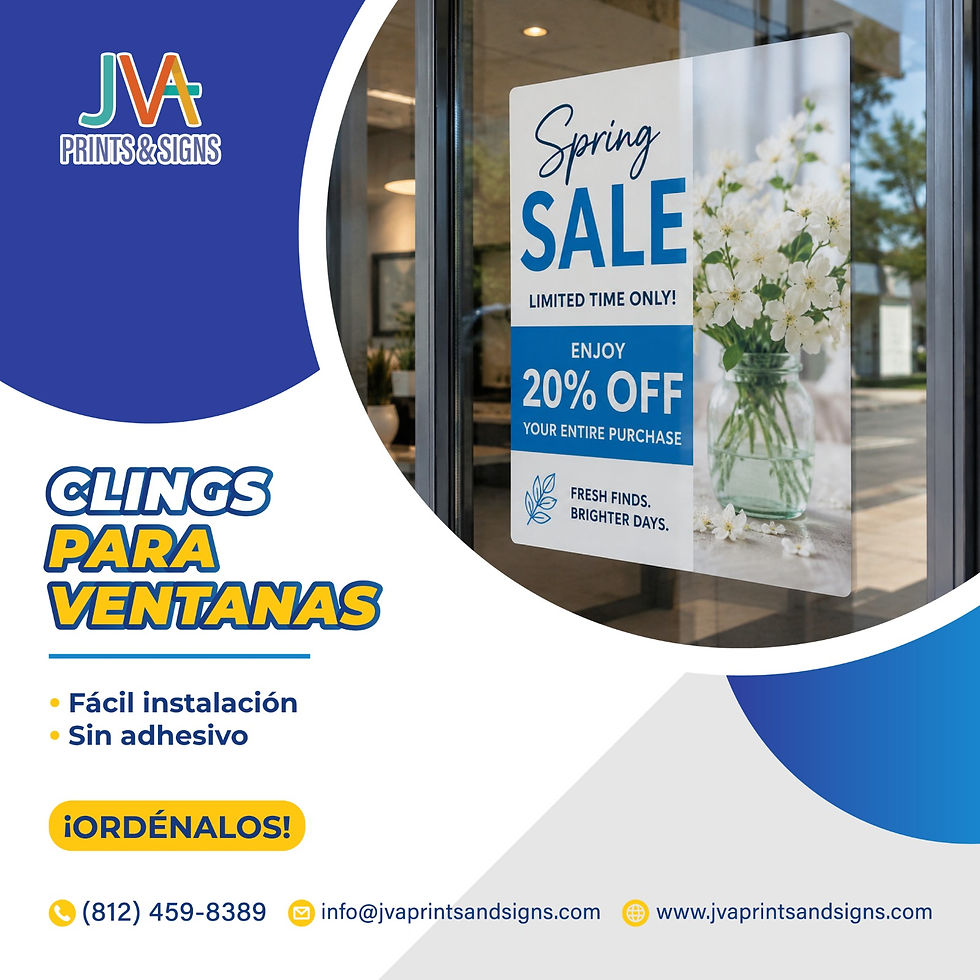 Gráficos electrostáticos personalizados para promociones comerciales y publicidad temporal en ventanas.