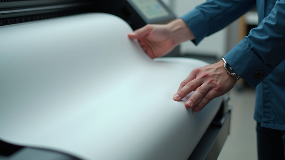 Close-up view of a high-quality printed banner being inspected