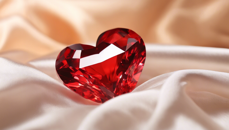 Red crystal heart on silk