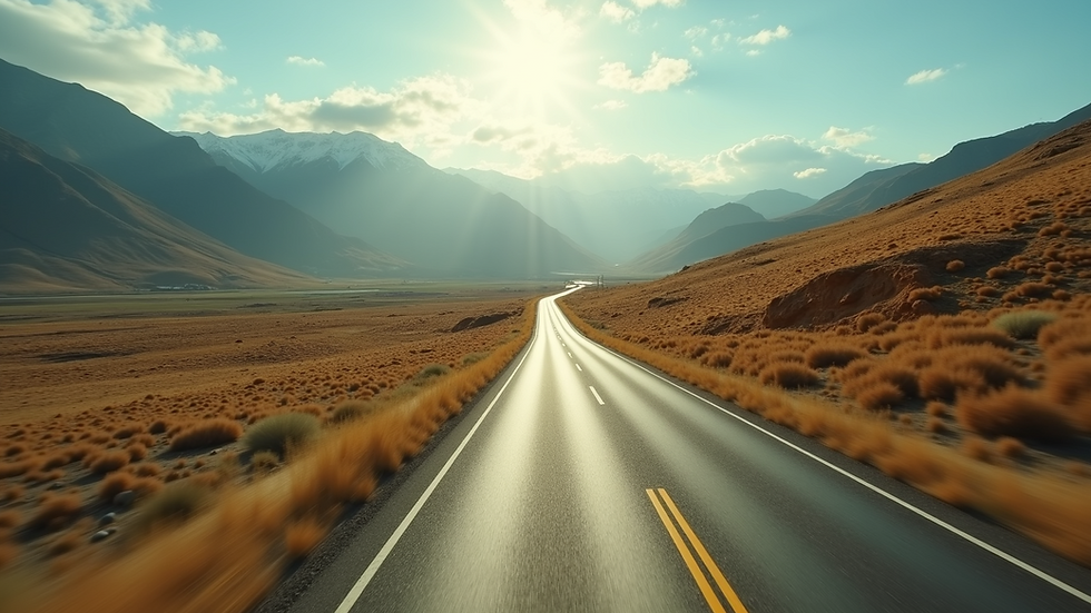 High angle view of a scenic road through a beautiful landscape