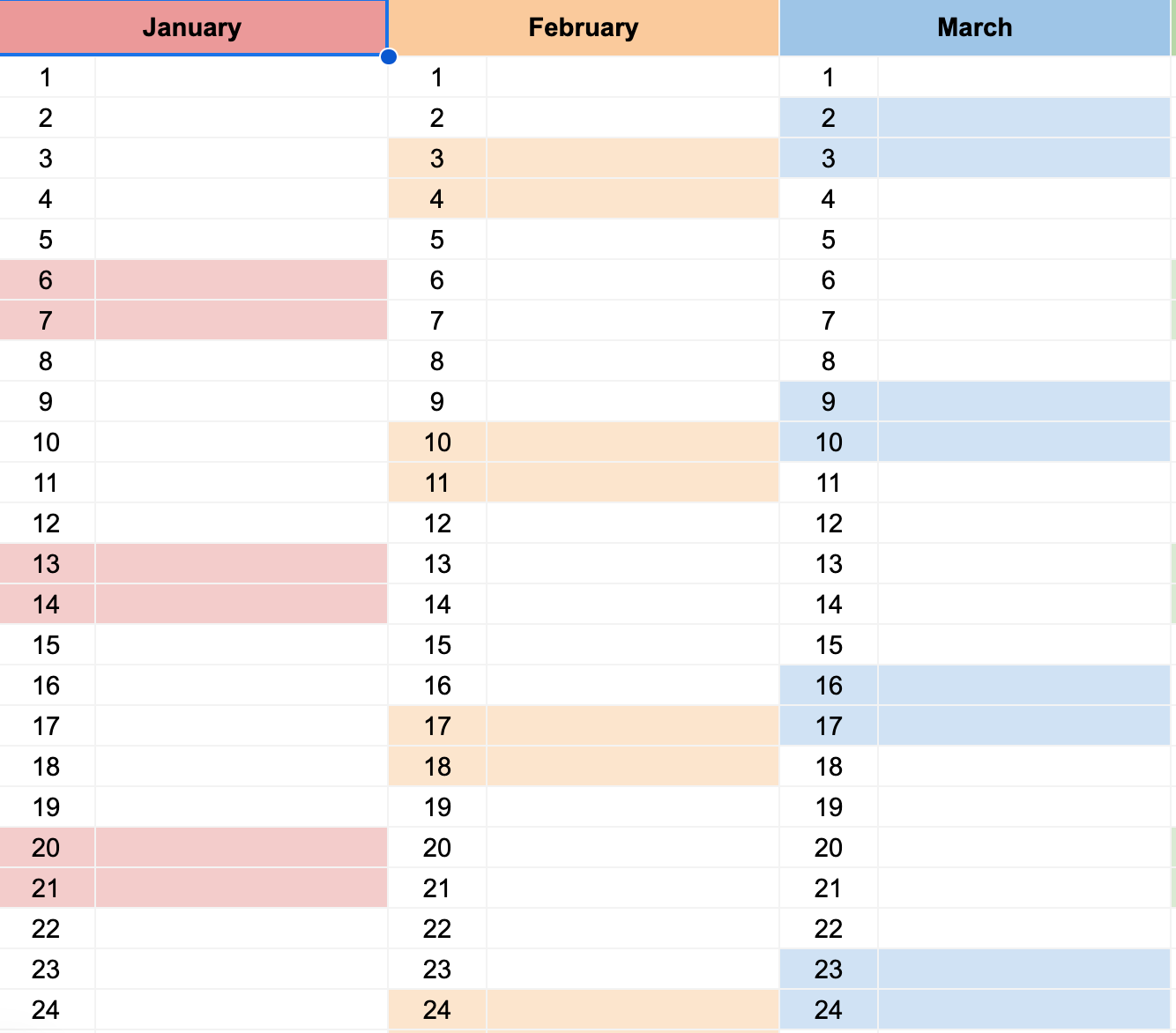 Yearly Overview Calendar for Neurodivergent Individuals