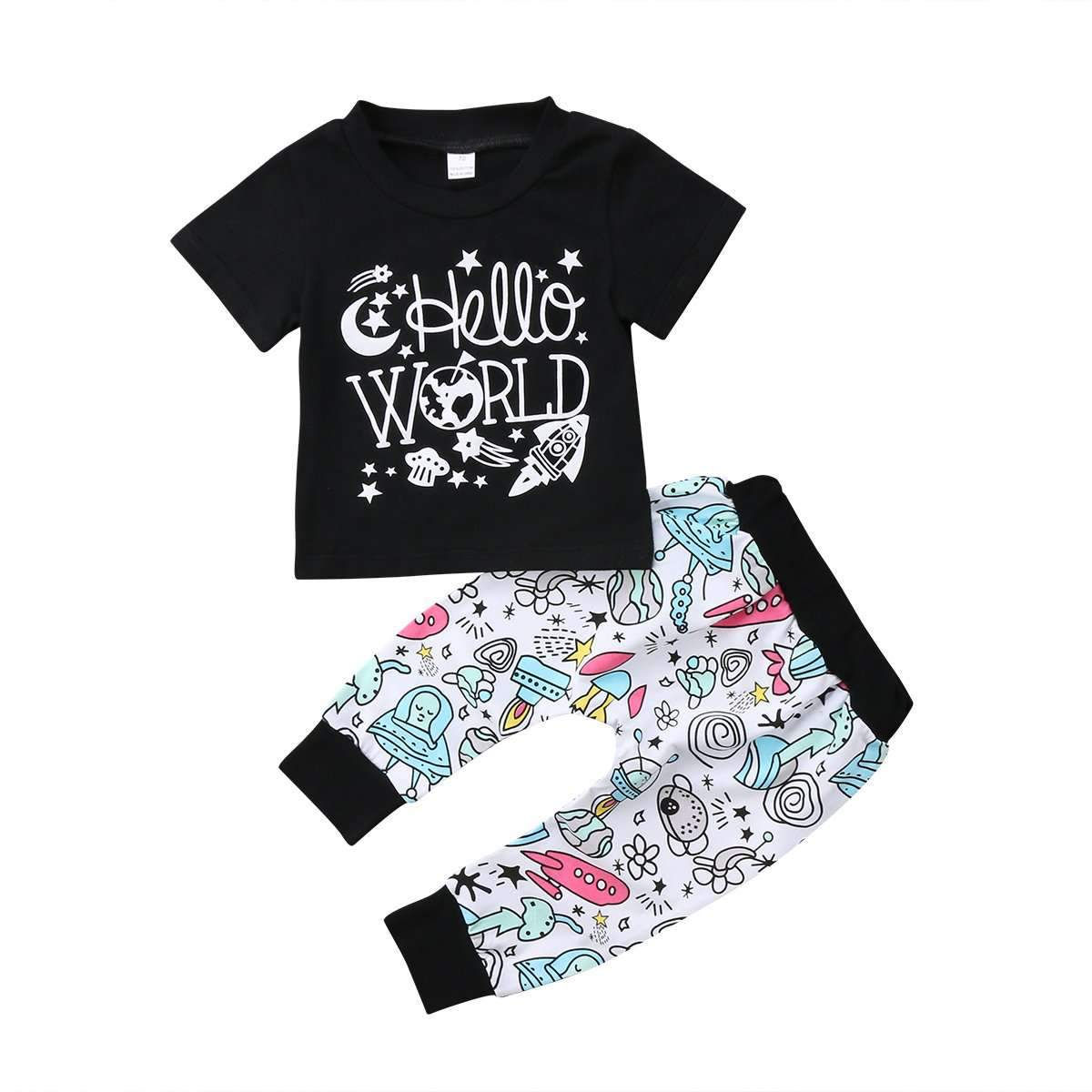 Hello World Tee & Graphic Pant Set