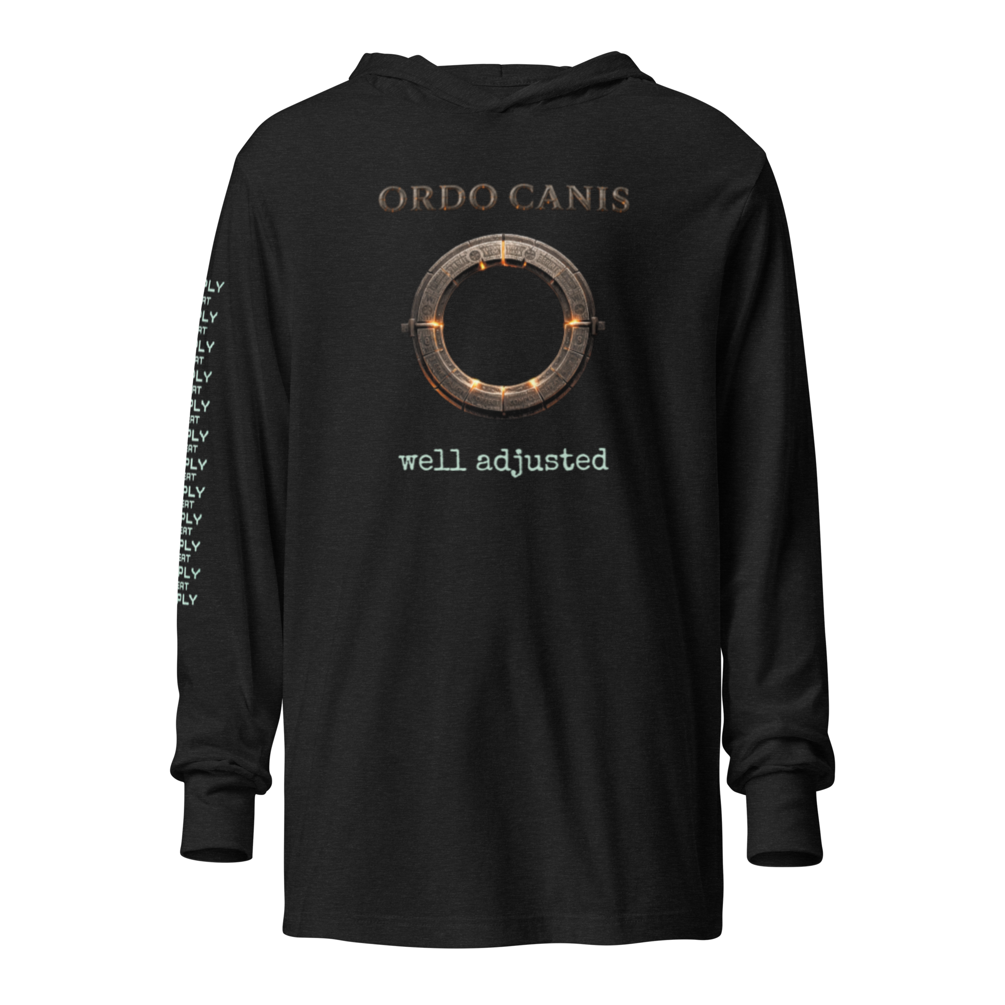 Black OPVS 0.1 hooded tee with Ordo Canis graphic