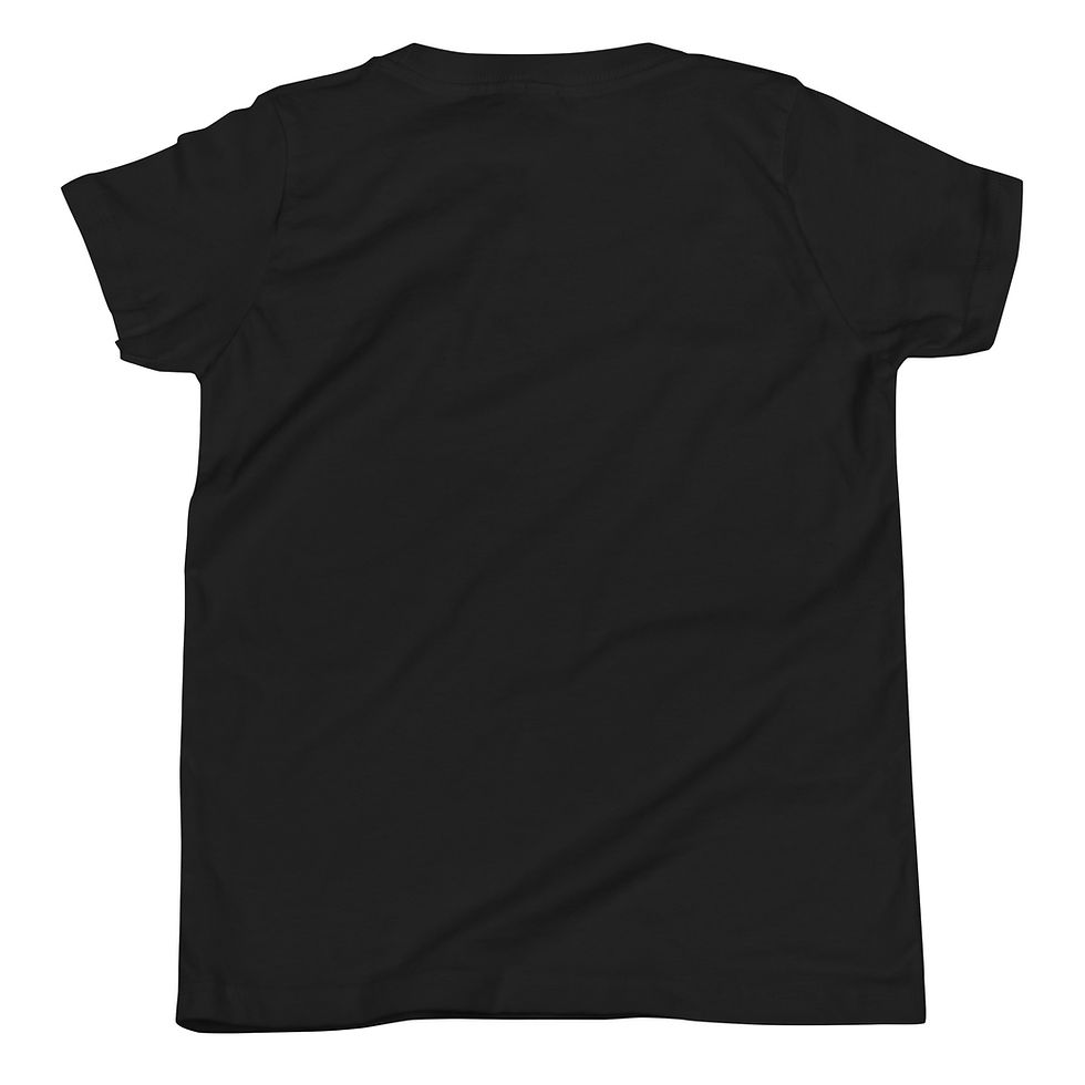 Back view of LHD Coat of Arms black youth short sleeve t-shirt