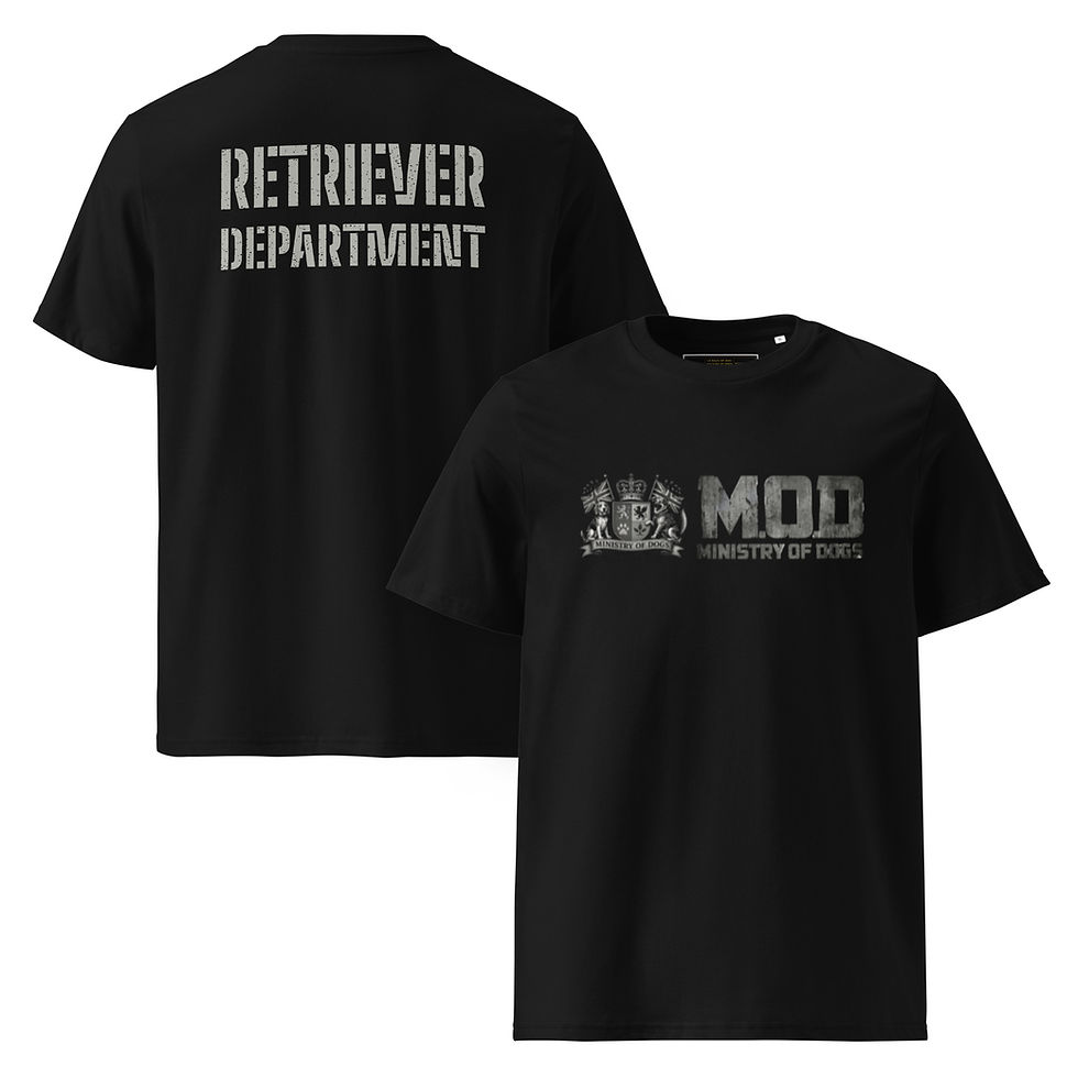 Black Retriever DEPT. organic cotton t-shirt front and back