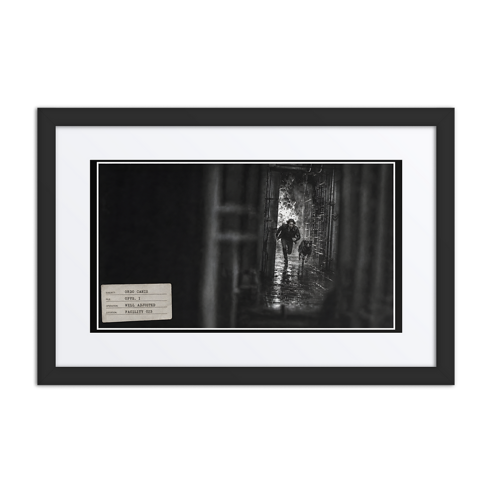 Framed Surveillance Still 023–01 evidence print.