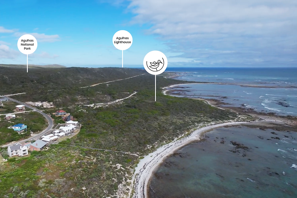 Position of Moquini Bay to Agulhas National Park