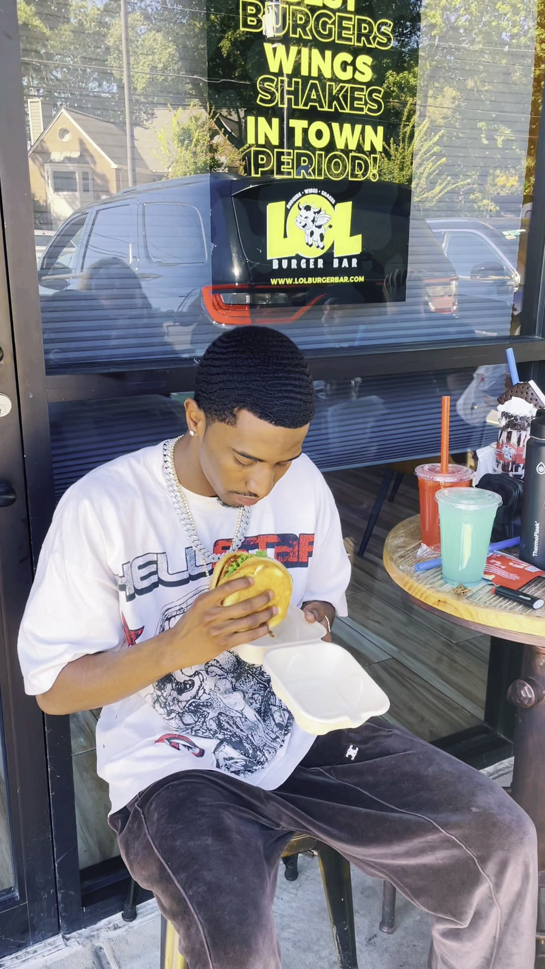 Christian Combs, Son of Music Mogul Diddy, Enjoys a Delicious Meal at LOL Burger Bar
