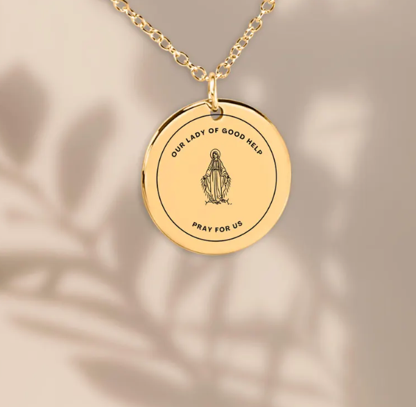 Gold, Modern, Saint Medal, Our Lady of Good Help, Confirmation Gift for Woman
