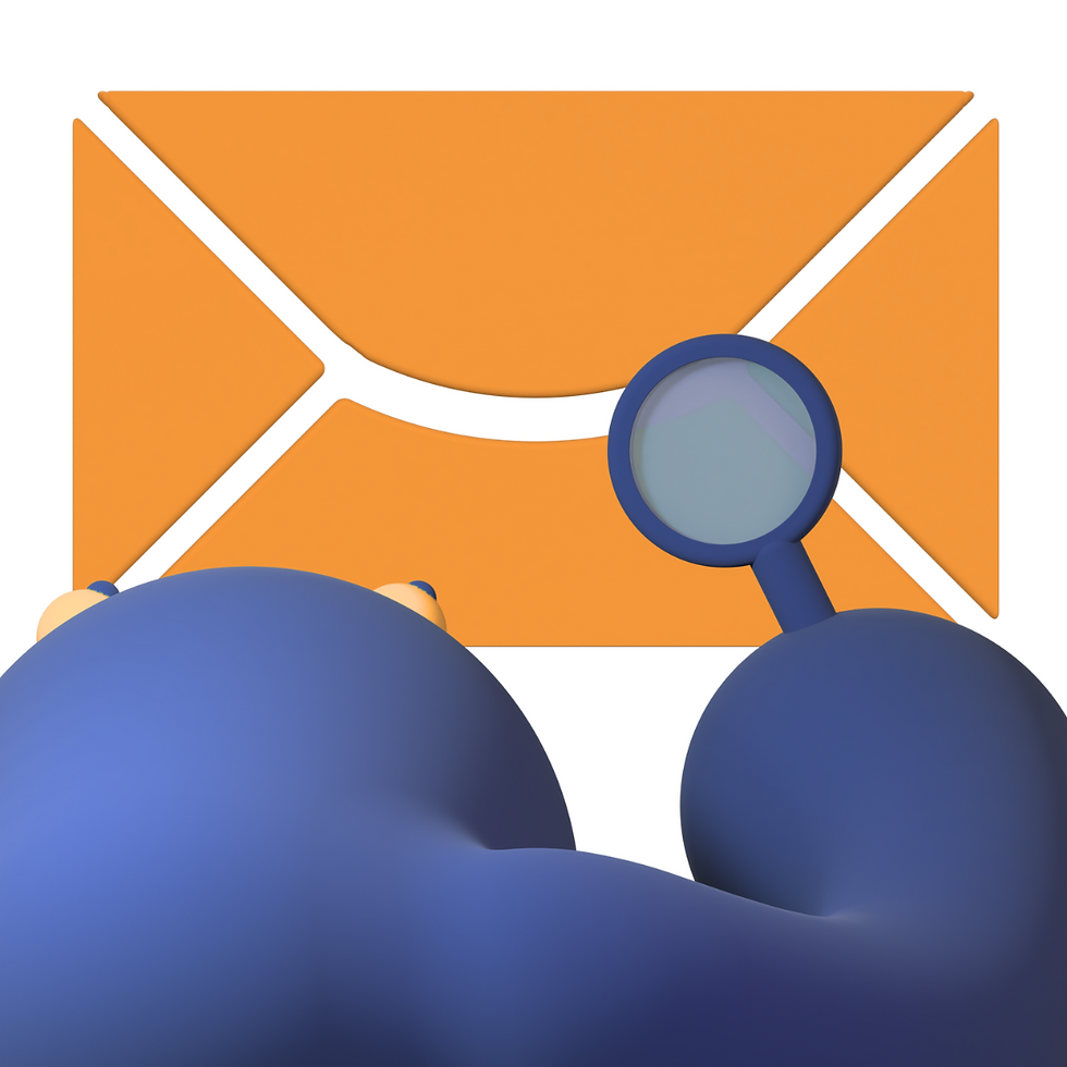 magnifying glass against an email