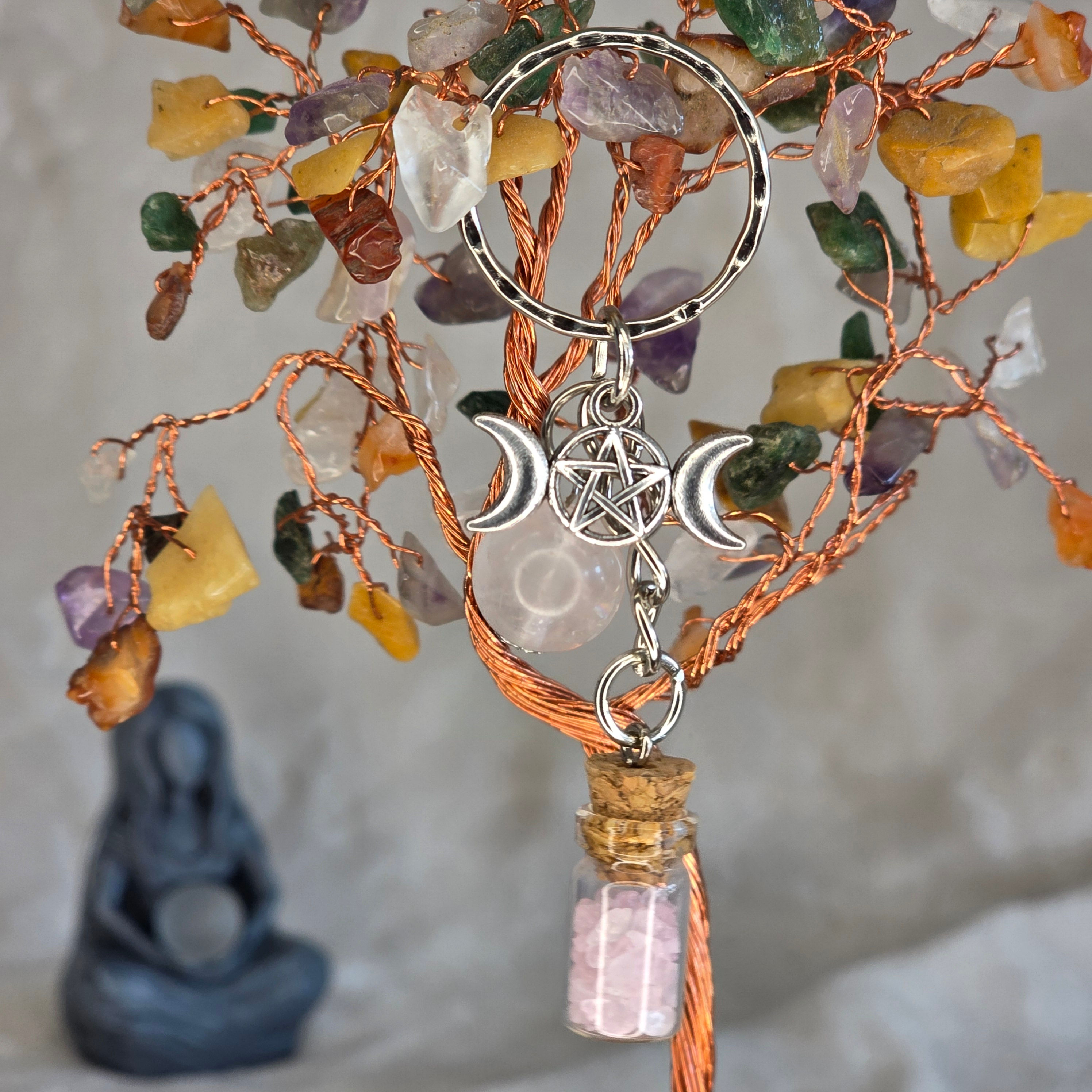 porte clé fiole quartz rose