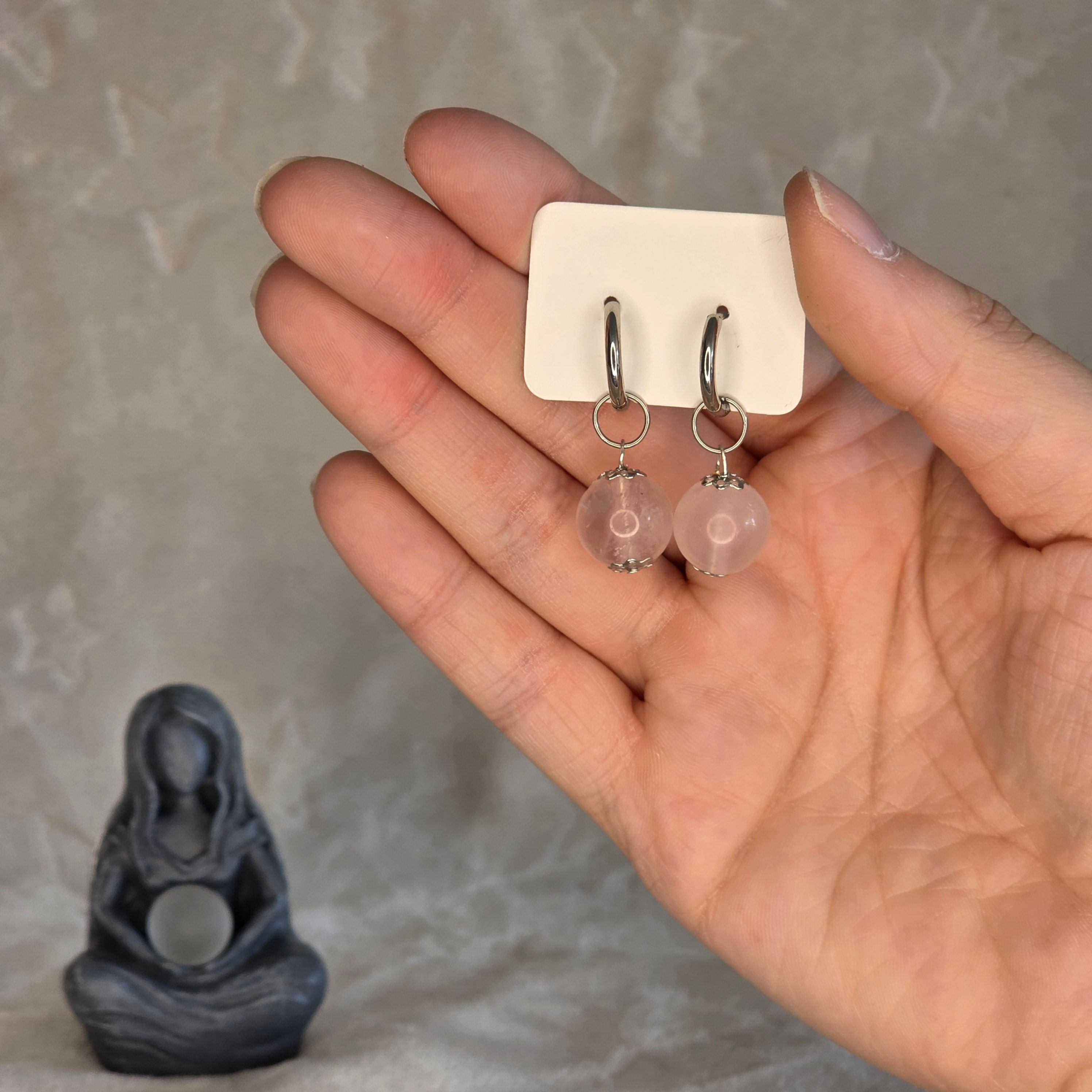 boucles d'oreilles interchangeables quartz rose