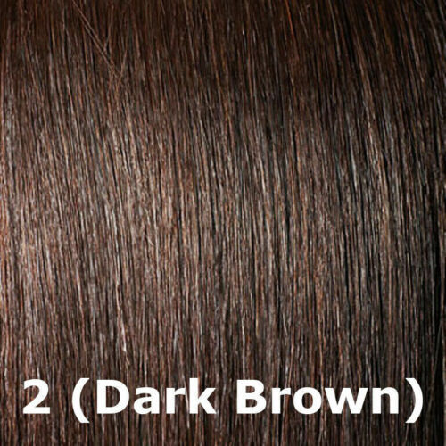 Thumbnail: Dark brown hair swatch labeled: 2 (Dark Brown) for hair color comparison.