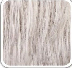 Thumbnail: Close-up of strands of grey wig-hair, ON Organic Natural Water Free Cleanser for Wigs and Weaves.
