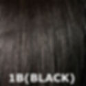 Close-up of black hair labeled 1B(BLACK) to display hair color and texture.