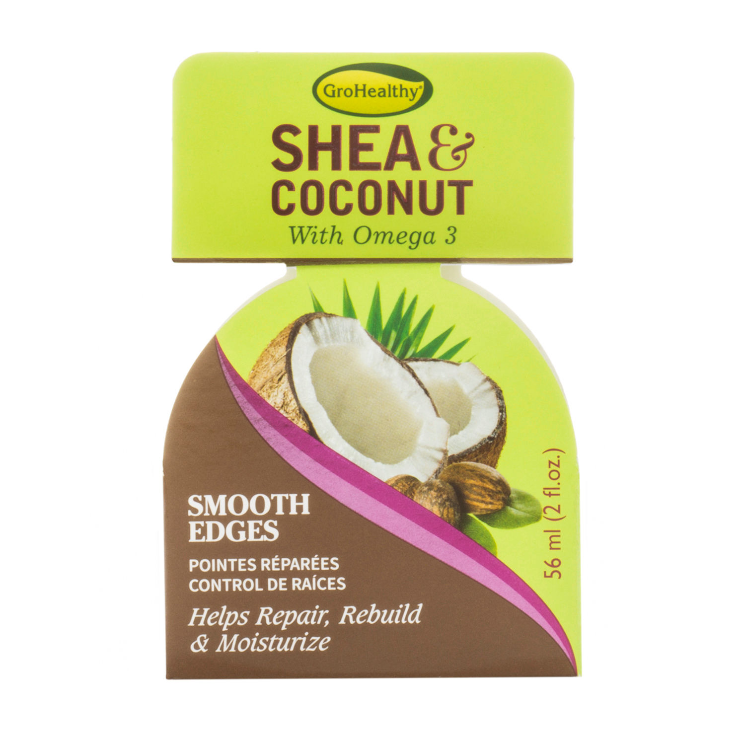 Shea & Coconut Smooth Edges product helps repair, rebuild, and moisturize hair follicles.