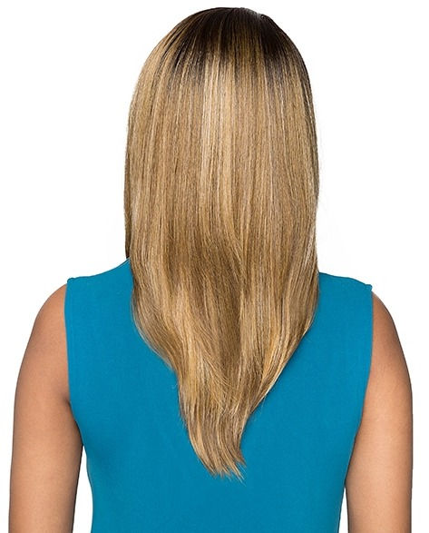 Miniaturbild: Blonde wig on a model's back, wearing a turquoise top. D'Paradise Beauty Supply