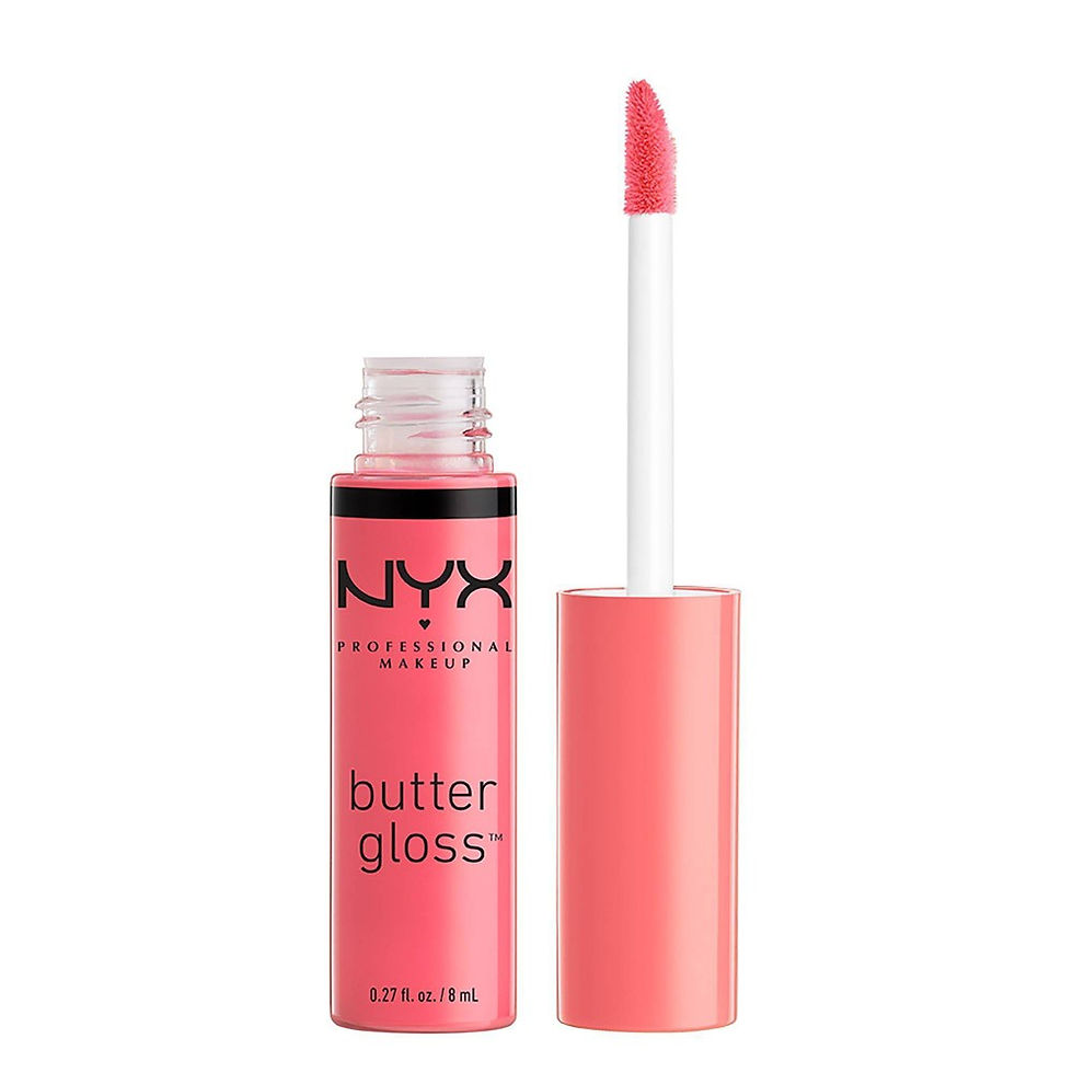Thumbnail: Open NYX Butter Gloss and applicator; pink lip gloss product D'Paradise Beauty Supply.