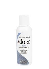 Thumbnail: White bottle of Adore 198 Powder Blue semi-permanent hair color product.