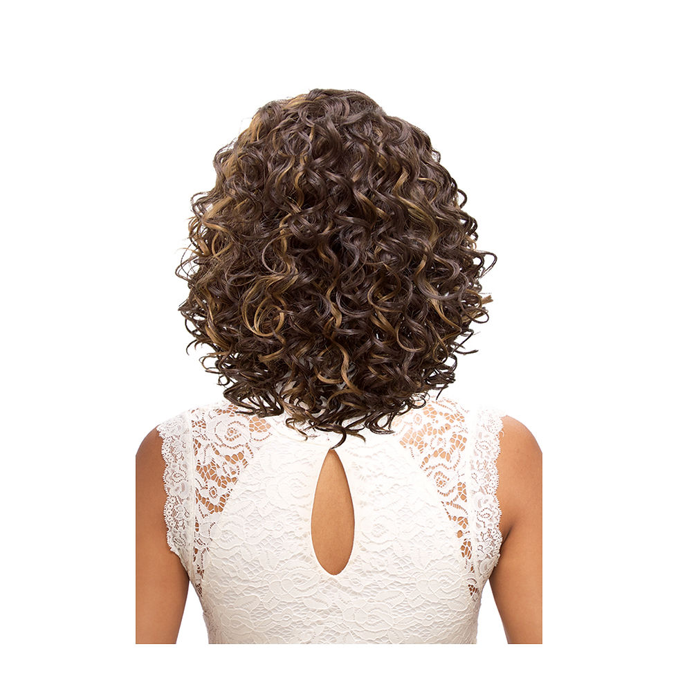 Thumbnail: Woman with Afro Sens Beach Curl 22” wearing a lace top, back view, D'Paradise Beauty Supply.