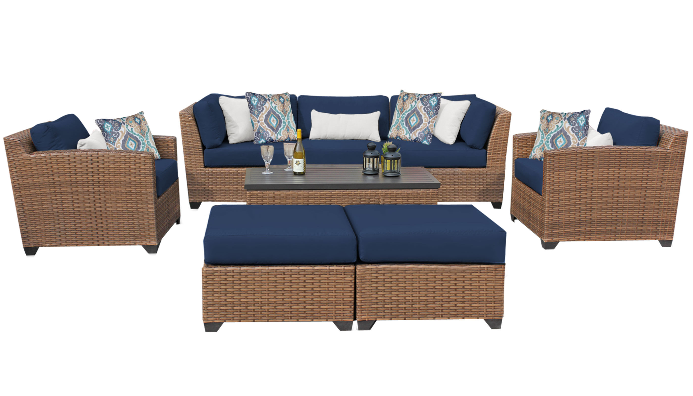 Laguna 8 Piece Wicker Outdoor Sectional Seating Group with Storage Coffee Table