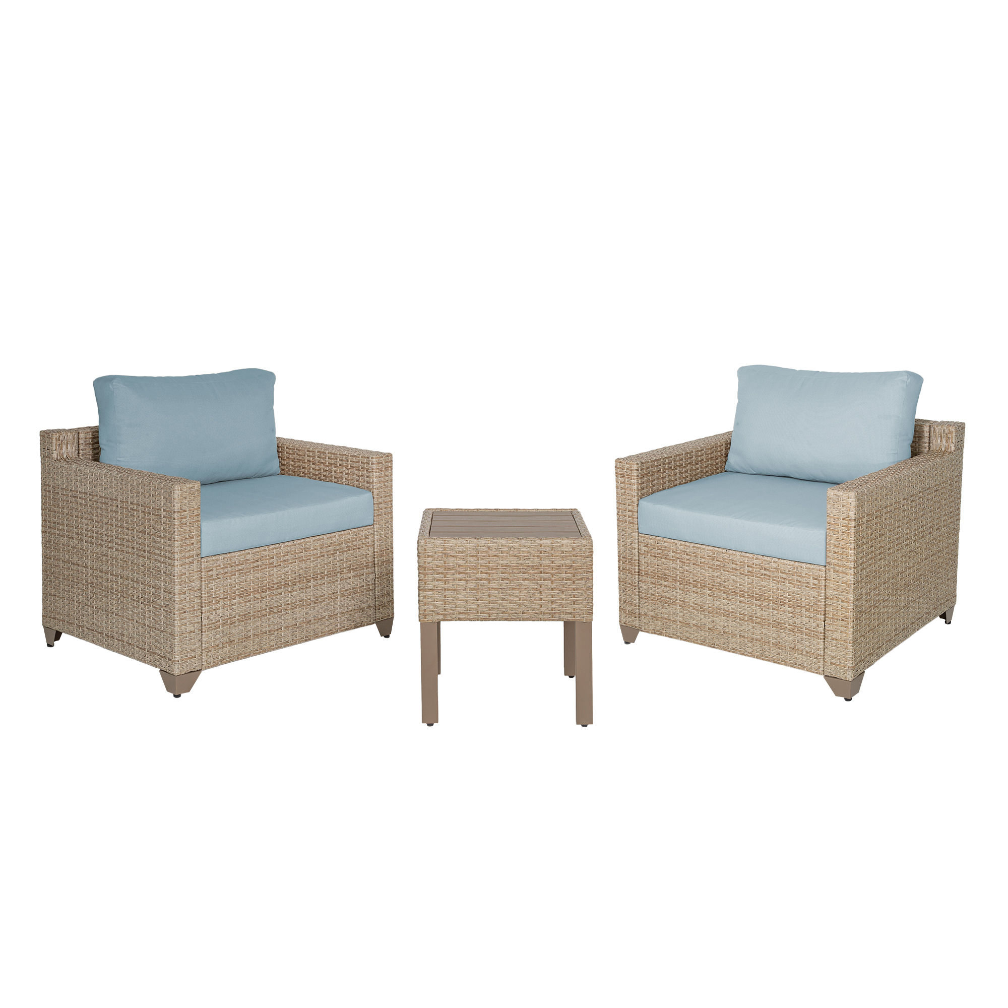 Maui 3-Piece Outdoor Conversation Set including Club Chairs and End Table in