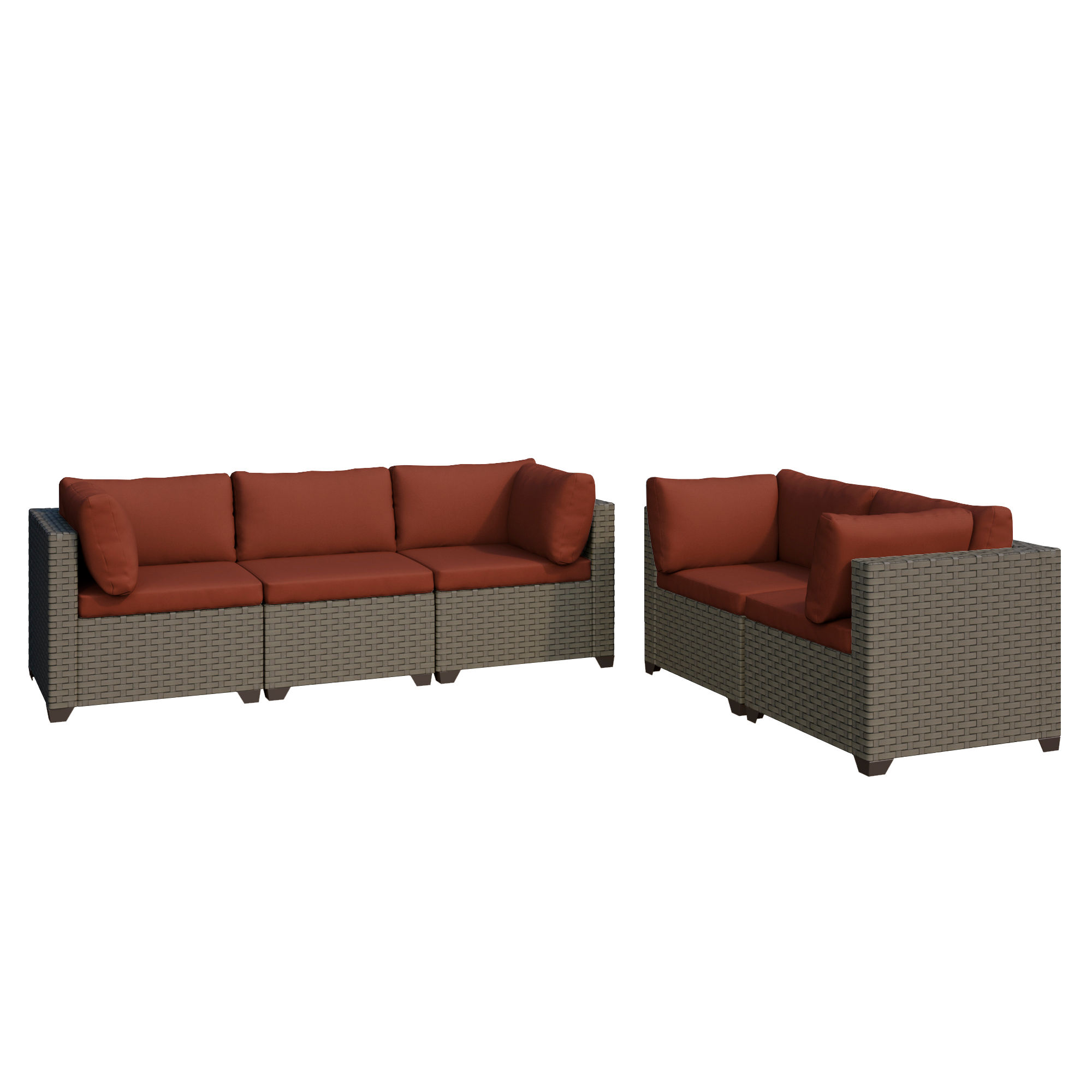 Keys 5-Piece Outdoor Conversation Set in Summer Fog Wicker
