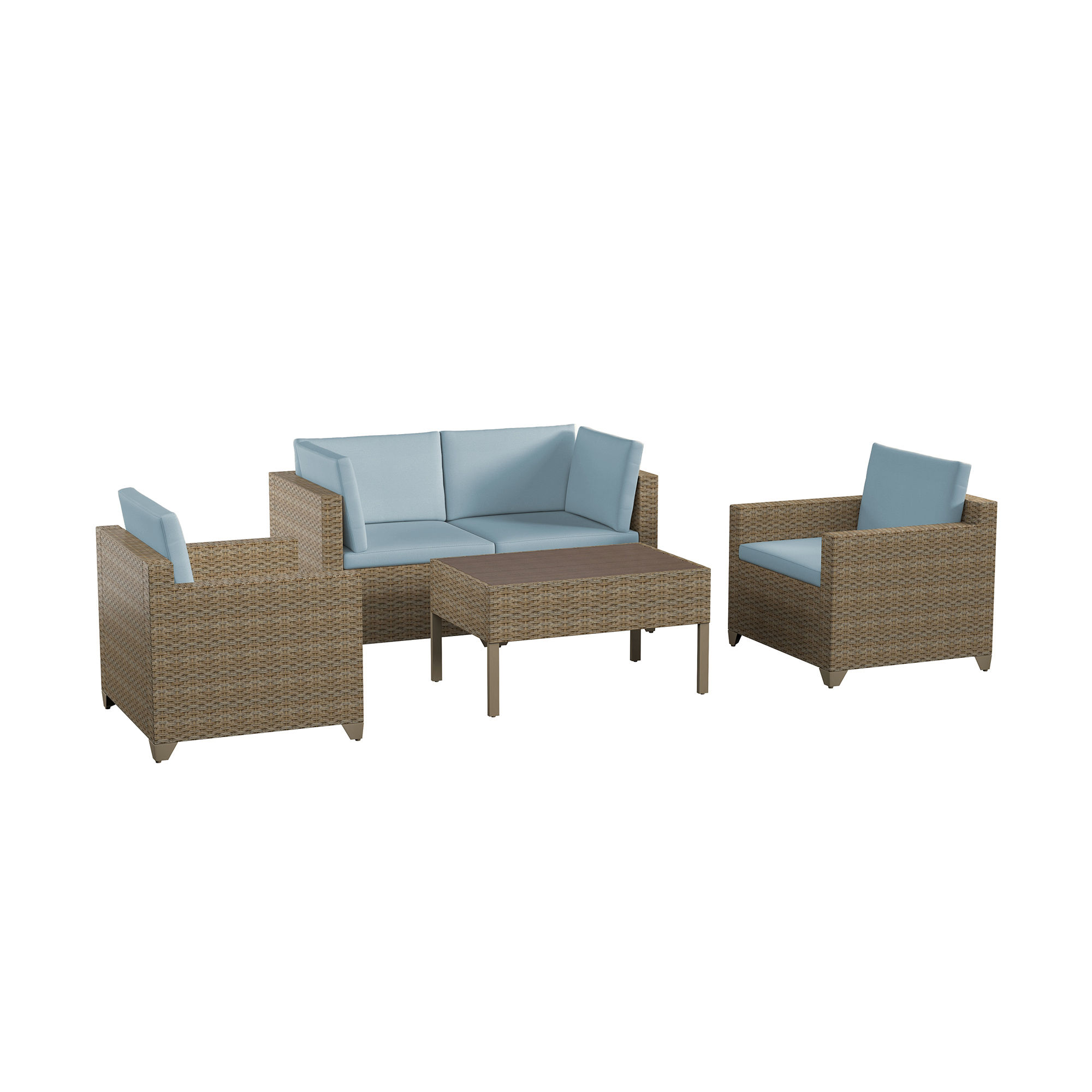 Maui 5-Piece Outdoor Conversation Set including Coffee Table and 2 Club Chairs