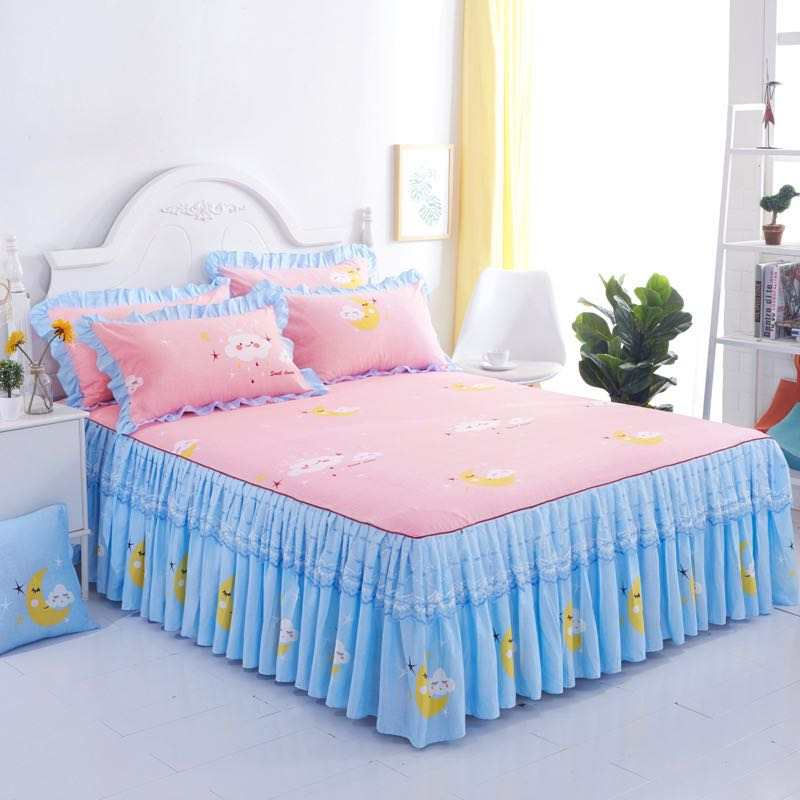 Miniature : 15000 , ensembles jupe de lit et dentelle anti dérapante,drap +2 deux taies doux