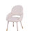 Thumbnail: Angled view of Mia contemporary dining chair with soft textured fabric and gold leg caps