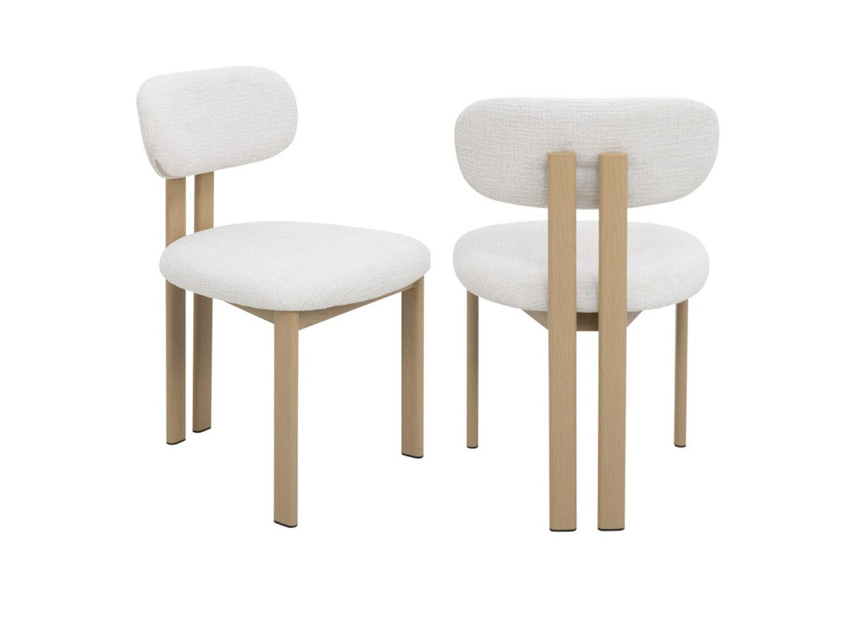 Set of two Sally dining chairs angled view showing modern compact silhouette