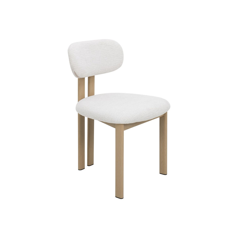 Sally boucle dining chair in beige fabric with wood-look legs – modern upholstered dining chair front view