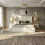 Thumbnail: Eva ivory upholstered platform storage bed in luxury master bedroom with paneled walls and chandelier, lift-up hydraulic stor