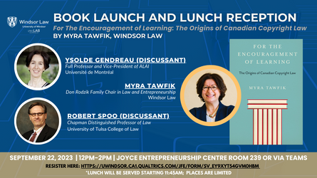 Book Launch and Lunch Reception: For the Encouragement of Learning by Myra Tawfik, Windsor Law