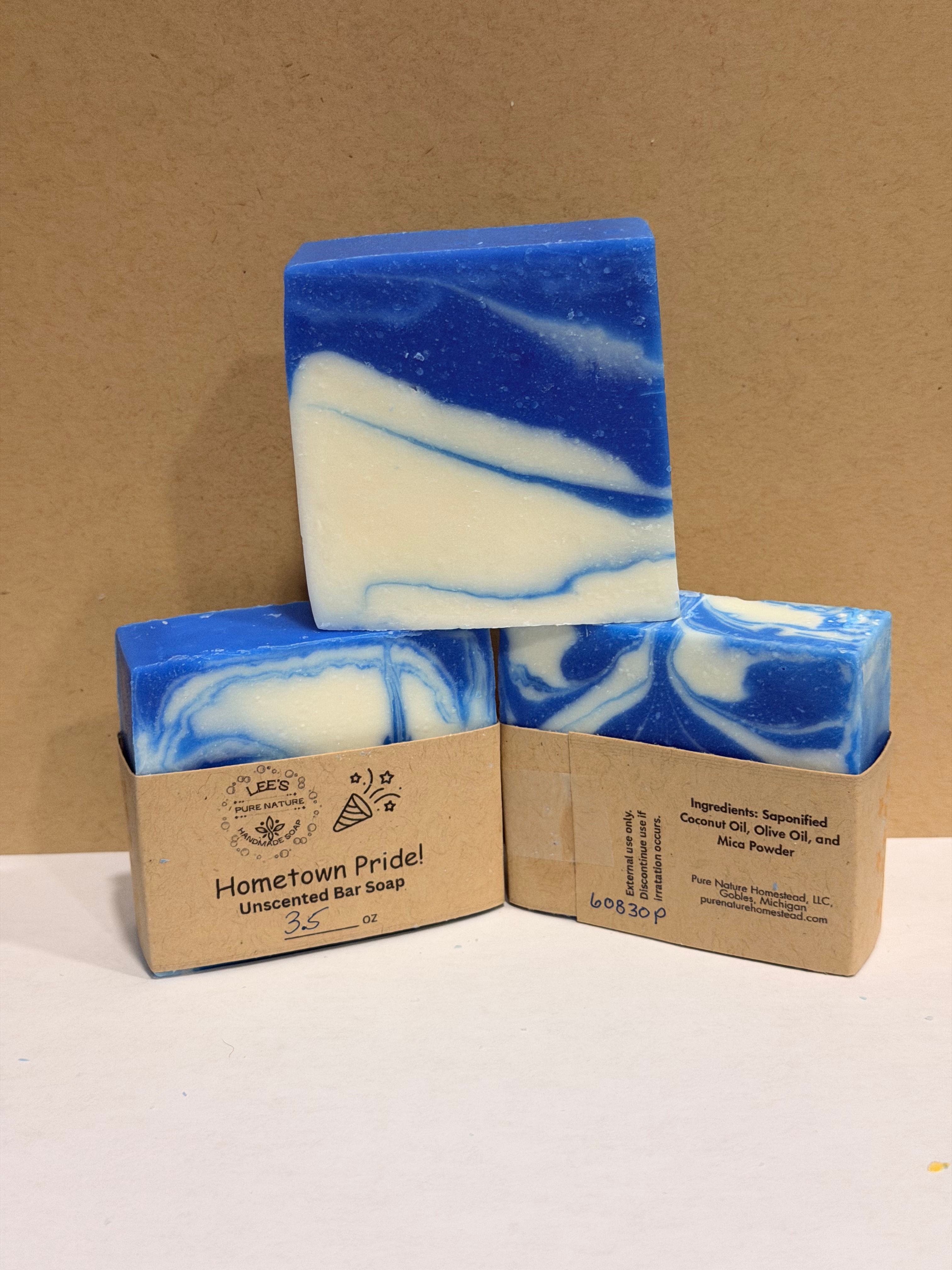 Lee's Pure Nature Hometown Pride Royal Blue & White Unscented Bar Soap - 3.5 oz