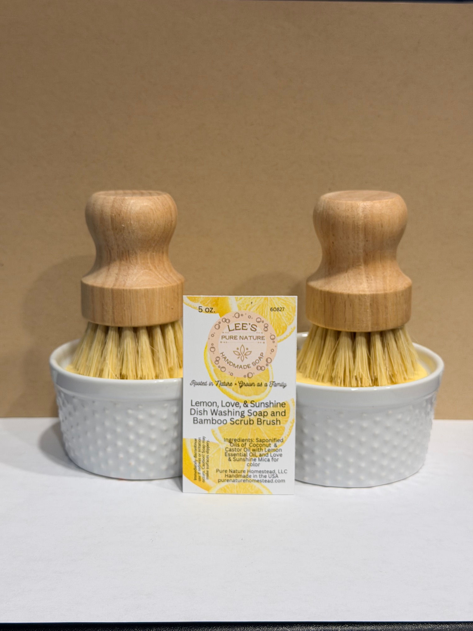 Lee's Lemon, Love, and Sunshine Dish Washing Soap and Bamboo Brush