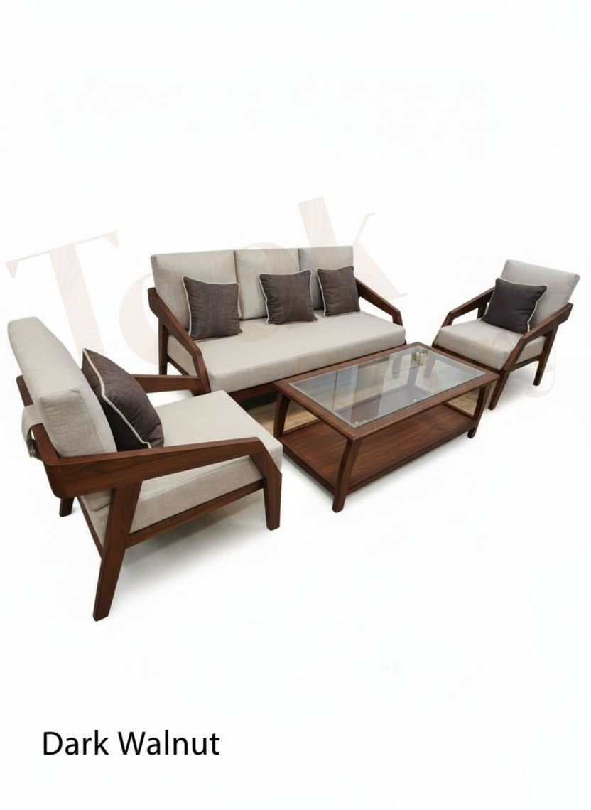 Thumbnail: Solid Teak Wood 5-Seater Sofa Set