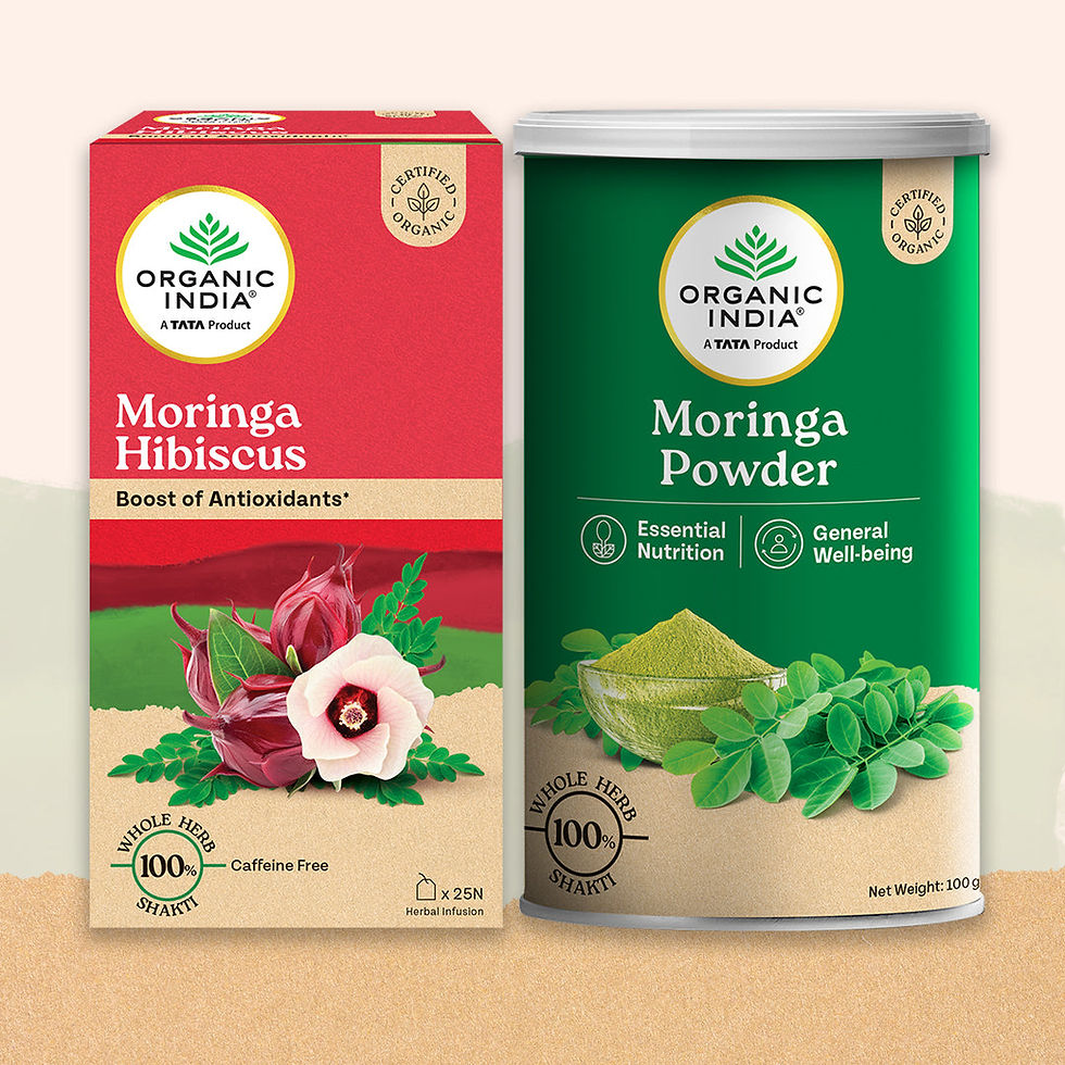 Moringa (Powder + Moringa Hibiscus Tea) Combo - 25 Bags + 100 g | Organic India - product image 2
