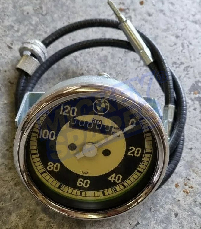 BMW motorcycle 0-120 KMPH Smiths style replica speedometer with cable bulb