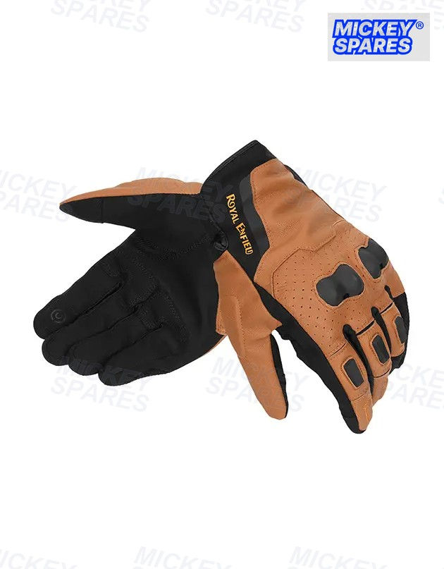 Royal Enfield Phoenix motorcycle gloves in tan brown