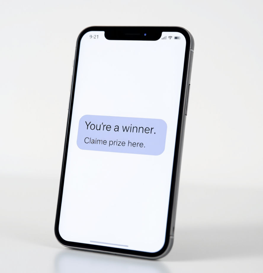 A Smishing Text Message Scam on A Mobile Phone