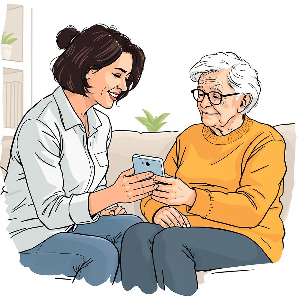 A computer tutor supporting a senior using a technology device